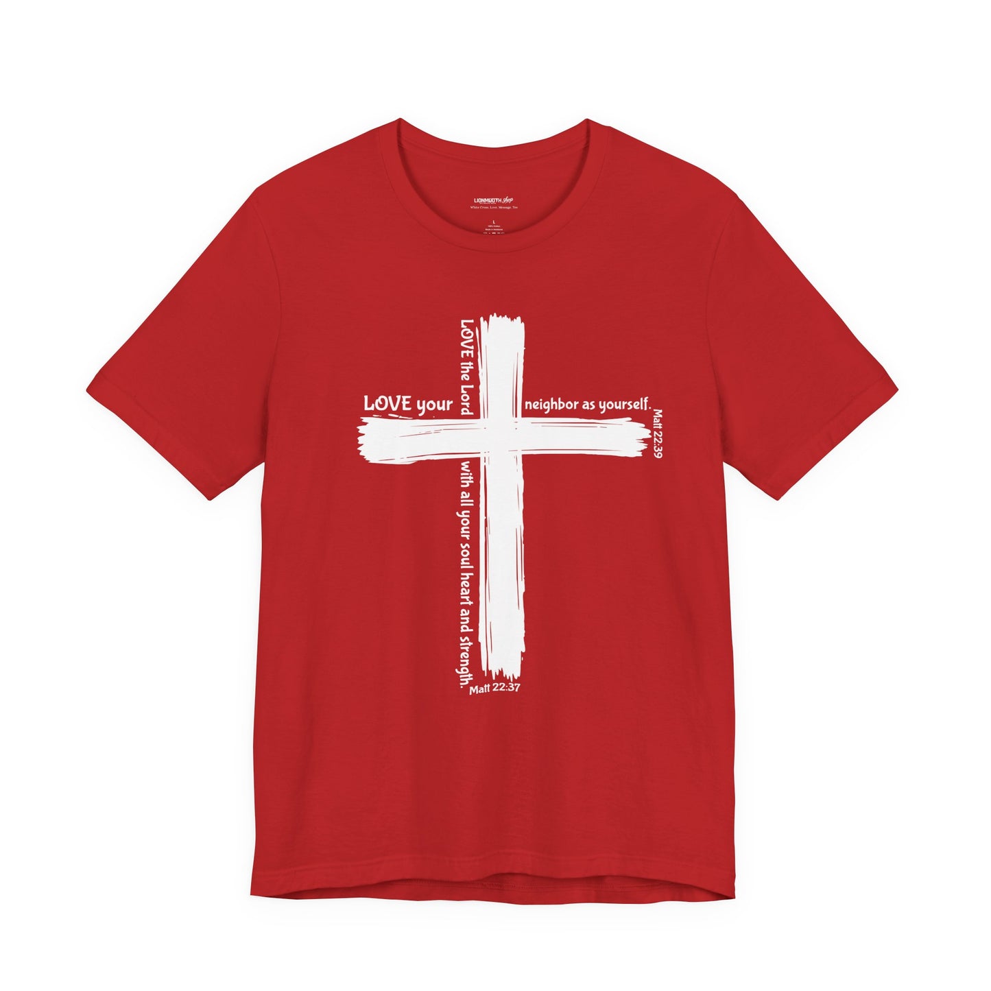 Unisex White Cross Love Message Tee