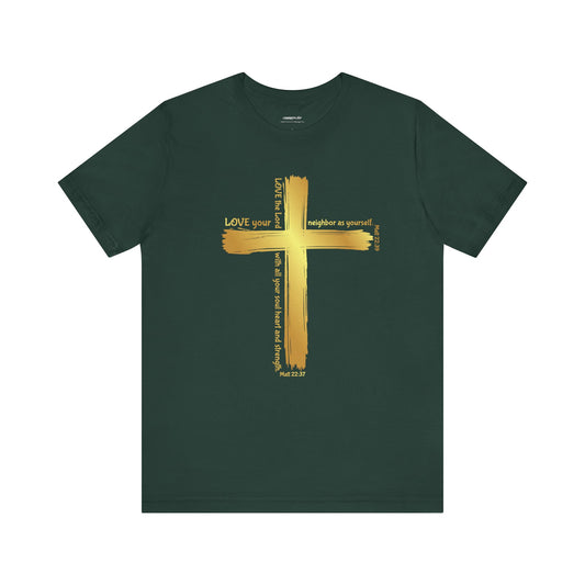Gold Cross Love Message Tee