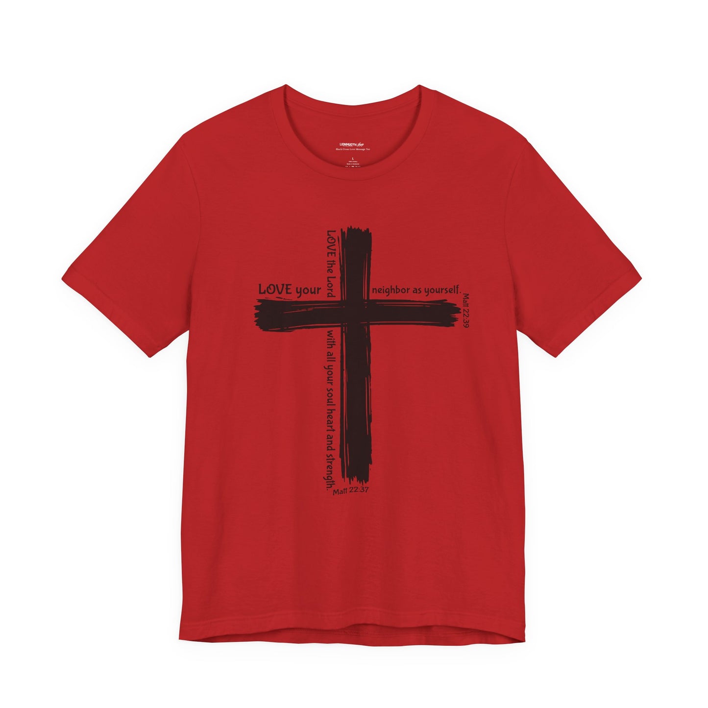Unisex Black Cross Love Message Tee