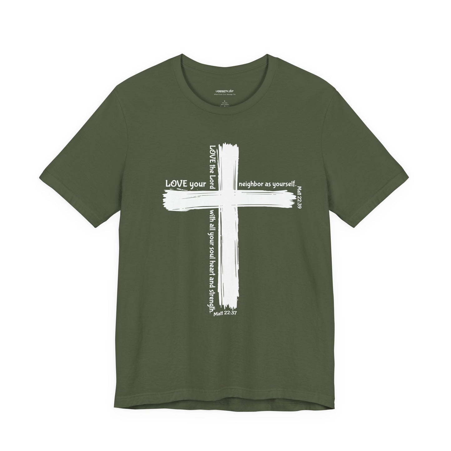 Unisex White Cross Love Message Tee