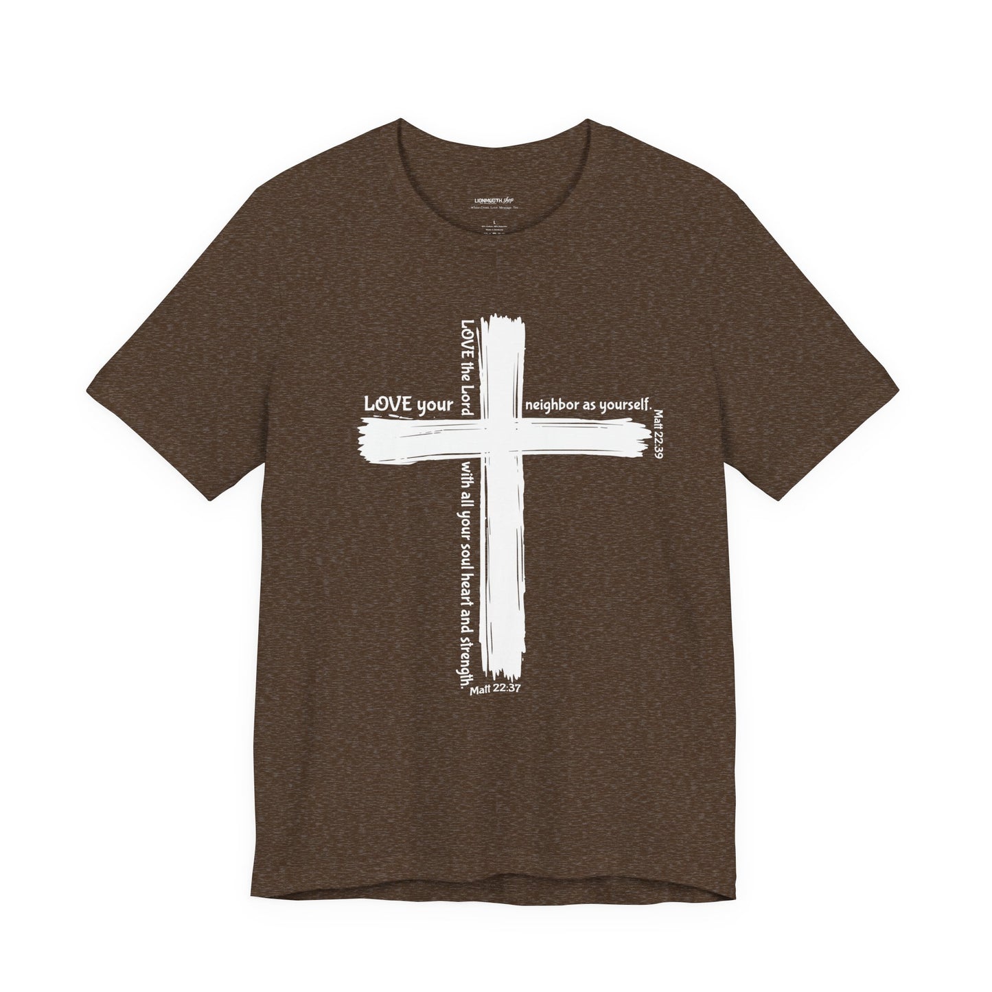 Unisex White Cross Love Message Tee