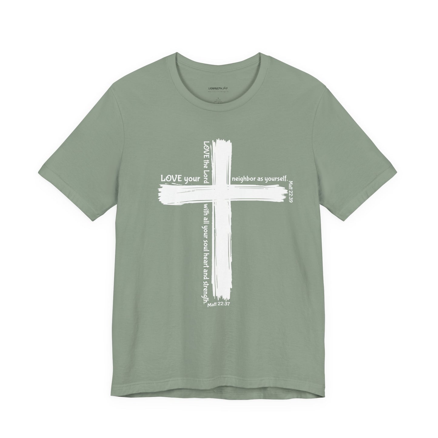 Unisex White Cross Love Message Tee