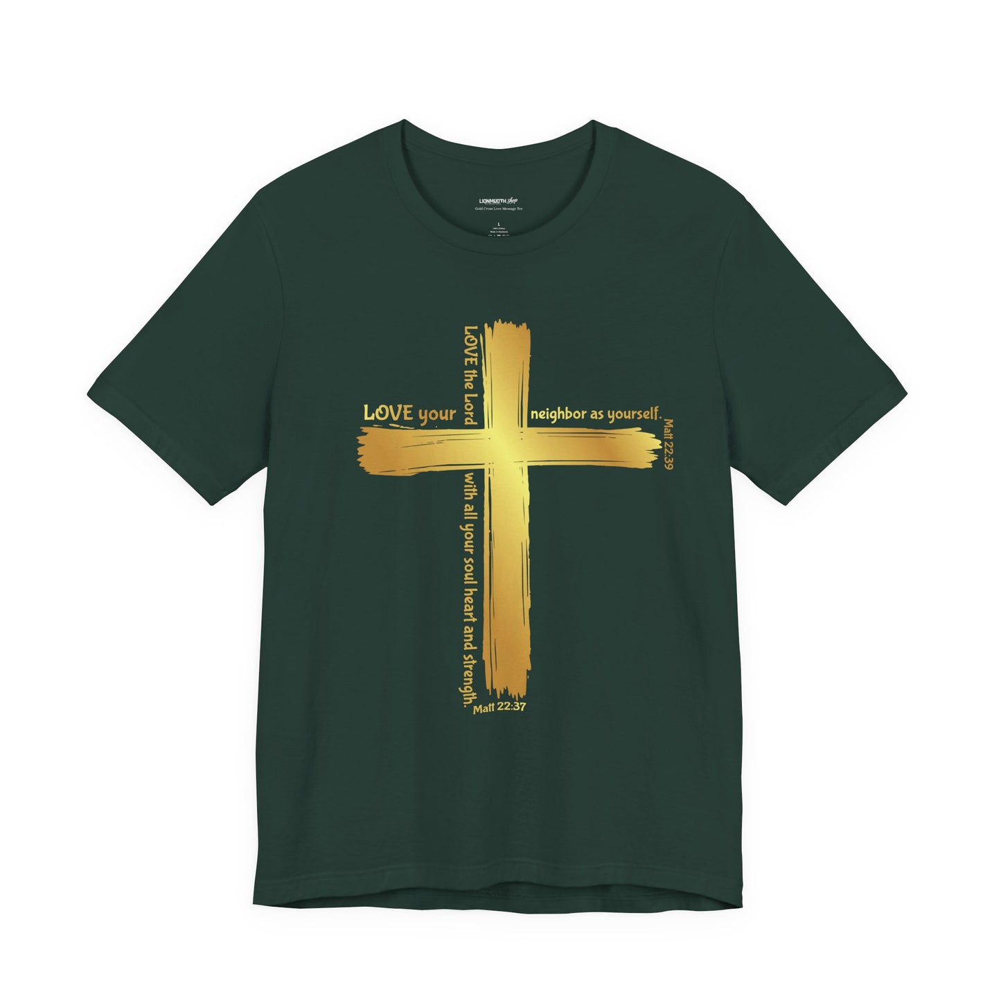 Unisex Gold Cross Love Message Tee