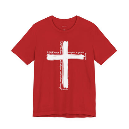 Unisex White Cross Love Message Tee