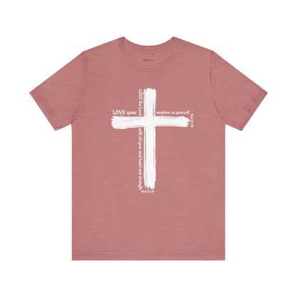 Unisex White Cross Love Message Tee