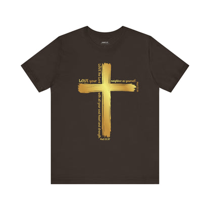 Unisex Gold Cross Love Message Tee