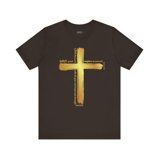 Unisex Gold Cross Love Message Tee
