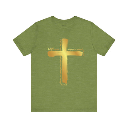 Unisex Gold Cross Love Message Tee