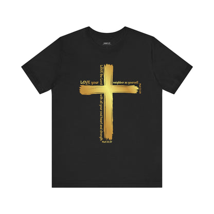 Unisex Gold Cross Love Message Tee