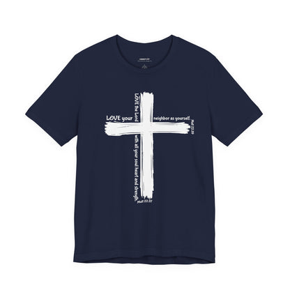 Unisex White Cross Love Message Tee