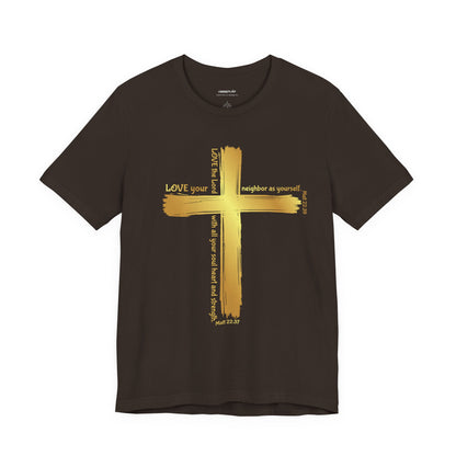Unisex Gold Cross Love Message Tee