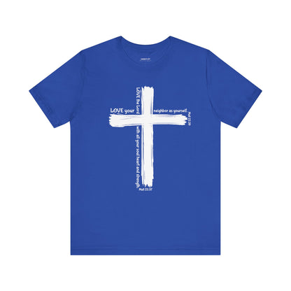 Unisex White Cross Love Message Tee