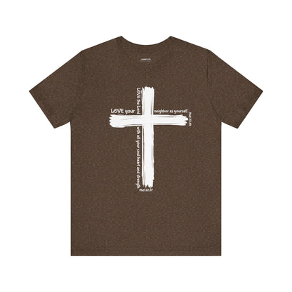 Unisex White Cross Love Message Tee