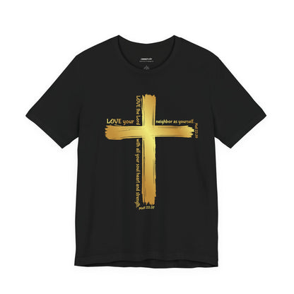 Unisex Gold Cross Love Message Tee