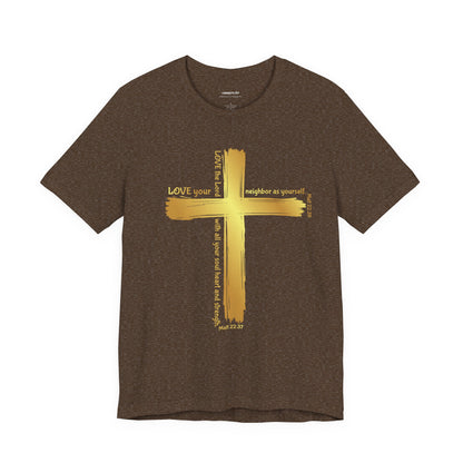 Unisex Gold Cross Love Message Tee