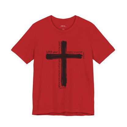 Unisex Black Cross Love Message Tee
