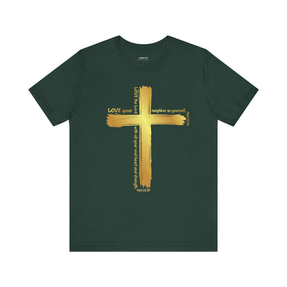 Unisex Gold Cross Love Message Tee