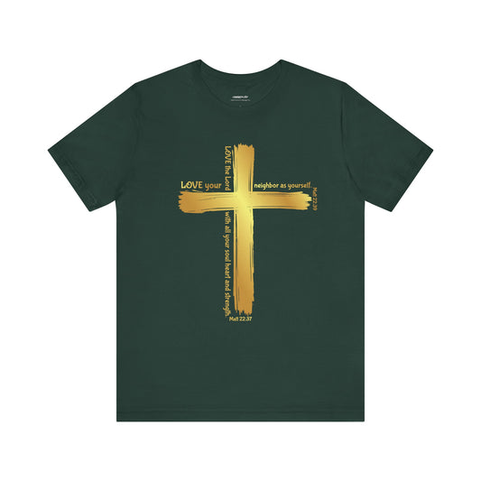 Unisex Gold Cross Love Message Tee