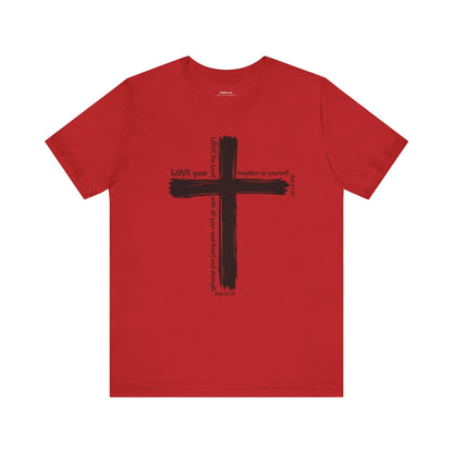 Unisex Black Cross Love Message Tee
