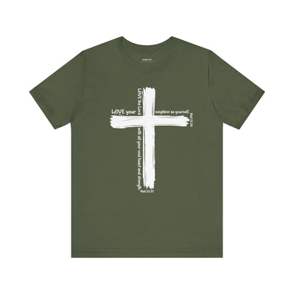Unisex White Cross Love Message Tee