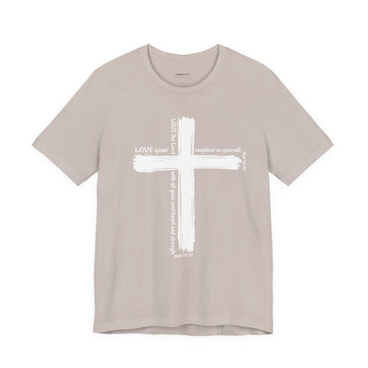 Unisex White Cross Love Message Tee