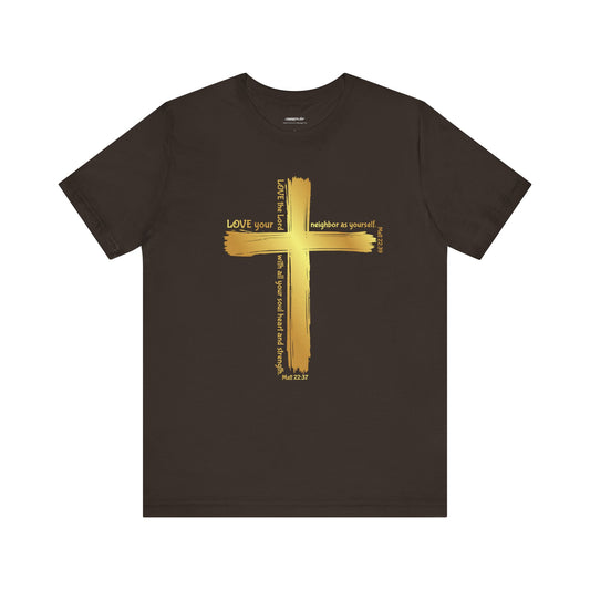 Gold Cross Love Message Tee