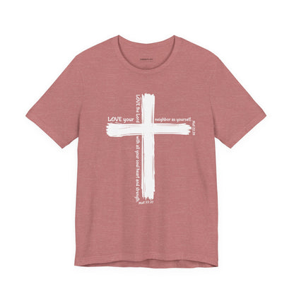 Unisex White Cross Love Message Tee