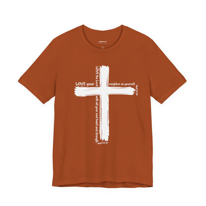 Unisex White Cross Love Message Tee