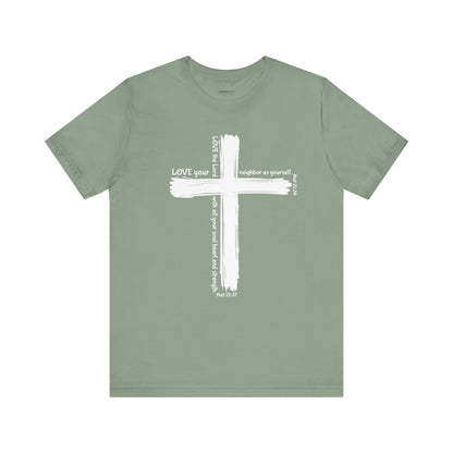 Unisex White Cross Love Message Tee