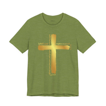 Unisex Gold Cross Love Message Tee