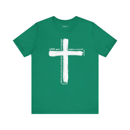 Unisex White Cross Love Message Tee