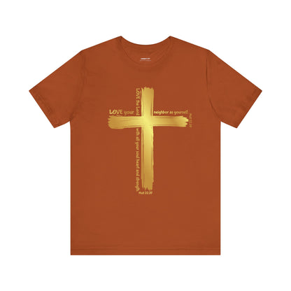 Unisex Gold Cross Love Message Tee