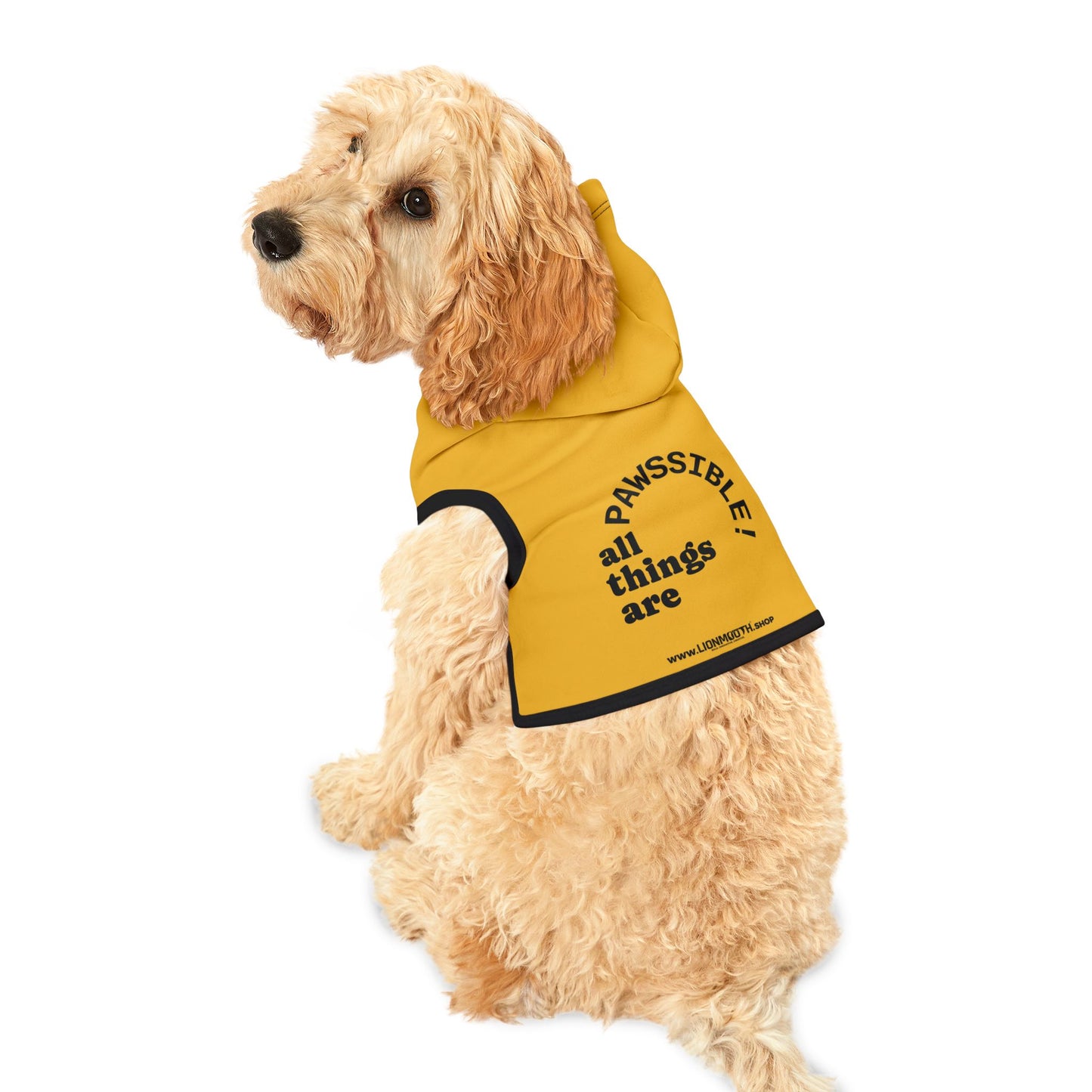 Cozy Pet Hoodie for Trendy Dogs & Cats in Yellow - in Black Font and White Font