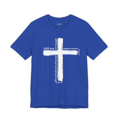 Unisex White Cross Love Message Tee
