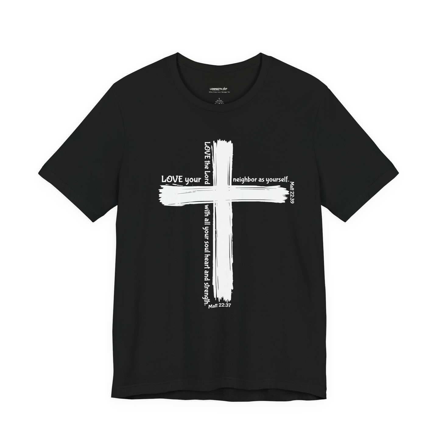 Unisex White Cross Love Message Tee