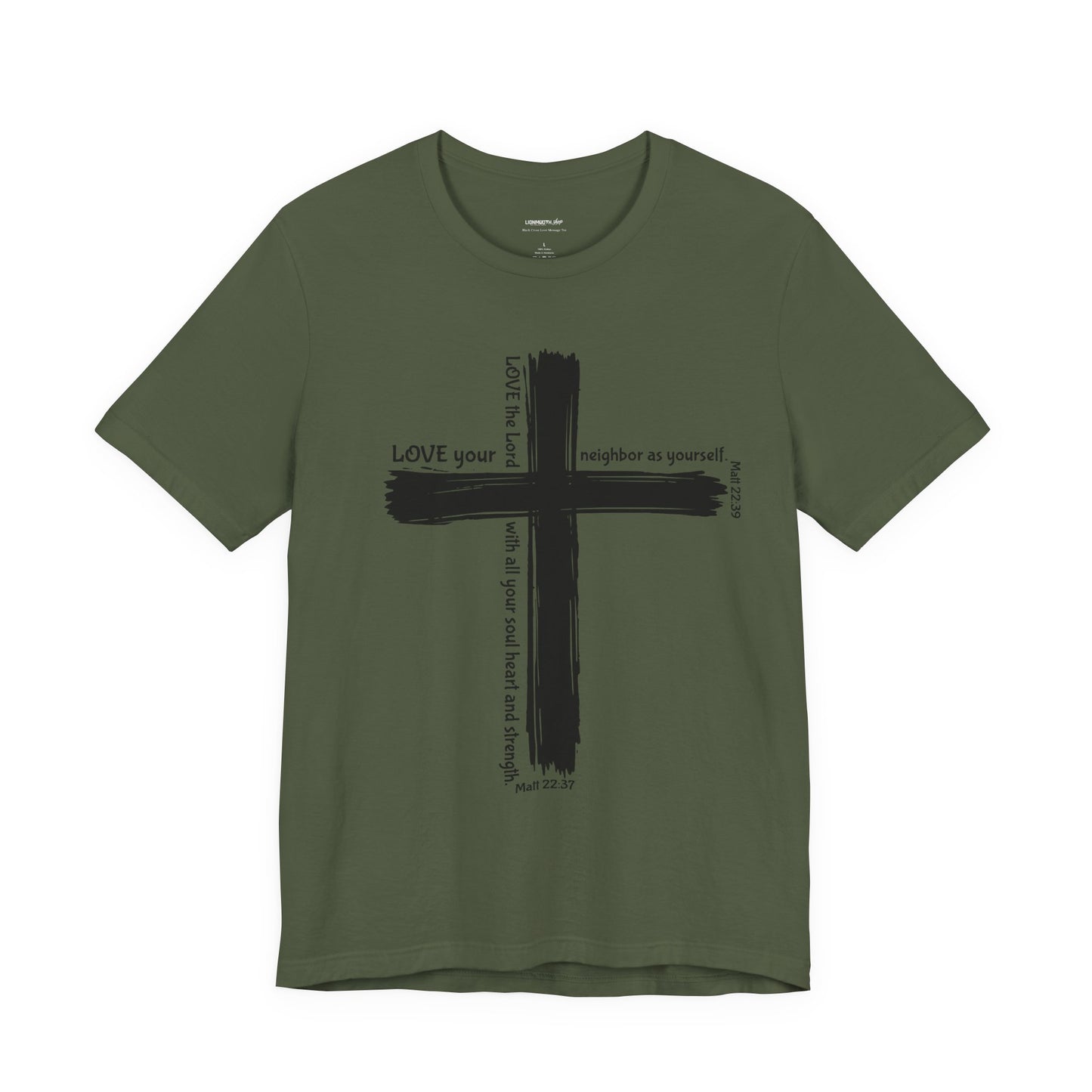 Unisex Black Cross Love Message Tee