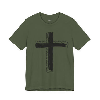 Unisex Black Cross Love Message Tee