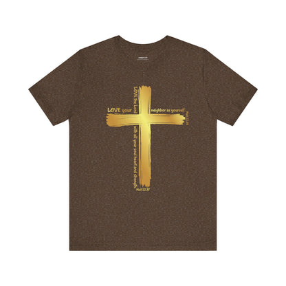 Unisex Gold Cross Love Message Tee