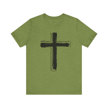 Unisex Black Cross Love Message Tee