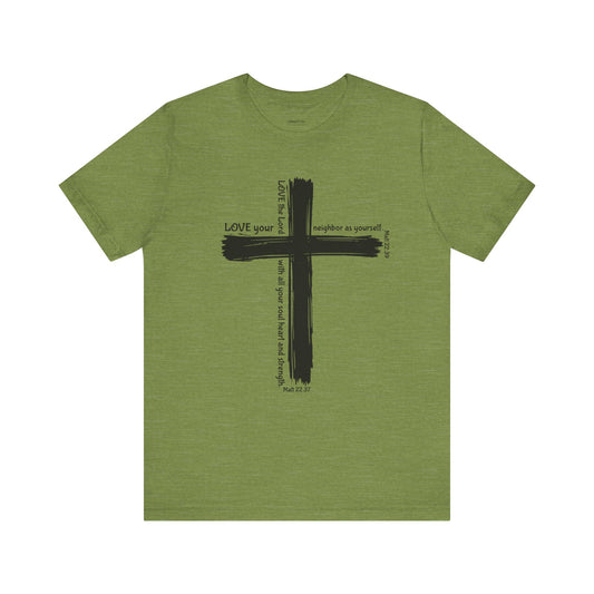 Unisex Black Cross Love Message Tee
