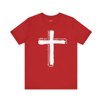 Unisex White Cross Love Message Tee
