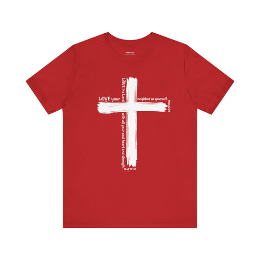Unisex White Cross Love Message Tee