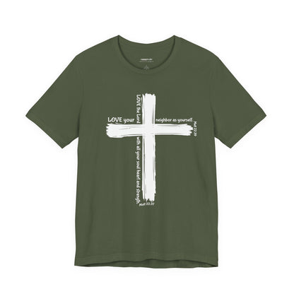 Unisex White Cross Love Message Tee