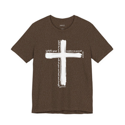 Unisex White Cross Love Message Tee