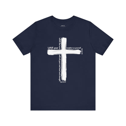Unisex White Cross Love Message Tee