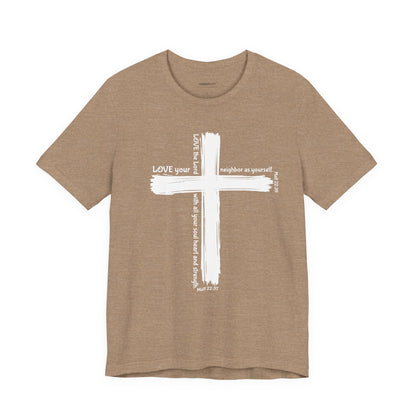 Unisex White Cross Love Message Tee