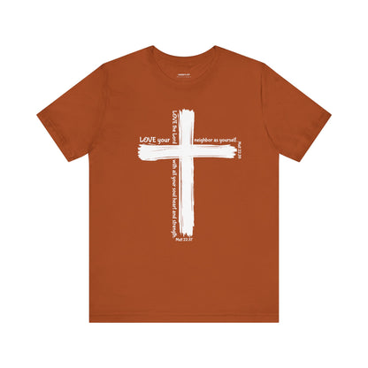 Unisex White Cross Love Message Tee